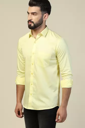 Men solid yellow shirt
