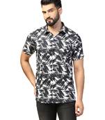 Men casual black printed shirt