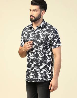 Men casual black printed shirt 3