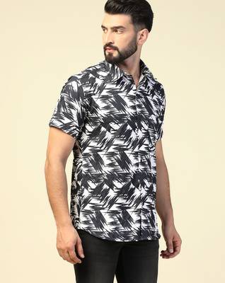 Men casual black printed shirt 4