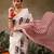 Beige printed cotton blend ethnic saree with blouse piece
