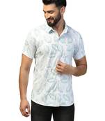 Men casual green printed shirt
