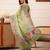 Green printed silk cotton ethnic saree with blouse piece