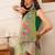 Green printed silk cotton ethnic saree with blouse piece