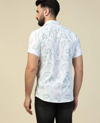 Men casual green printed shirt 5