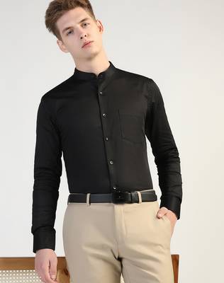 Mens black solid shirt 1
