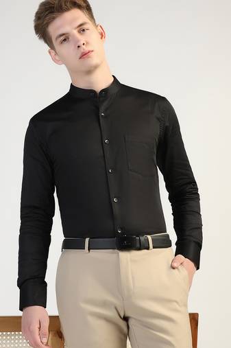 Mens black solid shirt