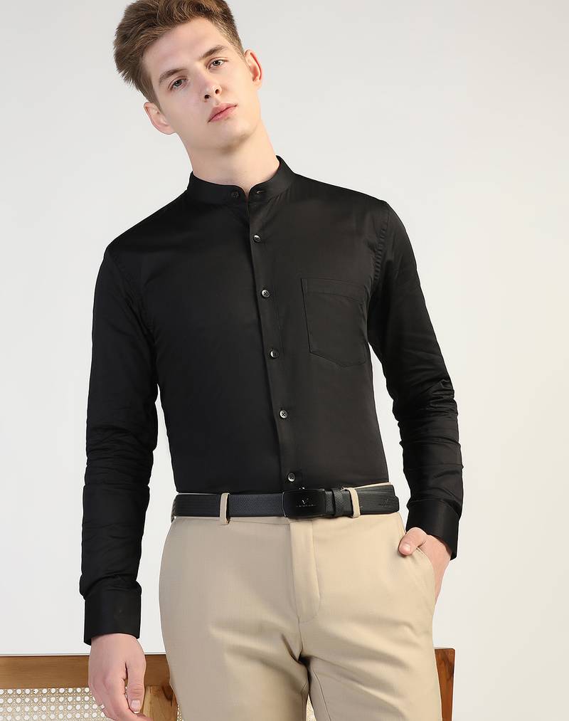 Mens black solid shirt