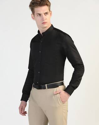 Mens black solid shirt 3