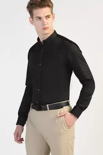 Mens black solid shirt