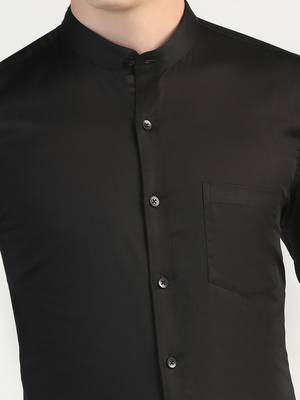 Mens black solid shirt 5