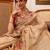 Beige printed silk cotton ethnic saree with blouse piece