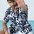 Aurora leaf printed blue half sleeves shirt