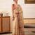 Beige printed silk cotton ethnic saree with blouse piece