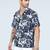 Aurora leaf printed blue half sleeves shirt