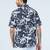 Aurora leaf printed blue half sleeves shirt
