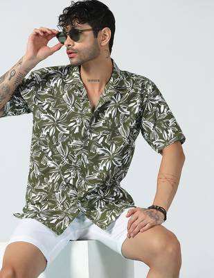 Aura leaves printed green shirt 1