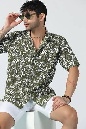 Aura leaves printed green shirt