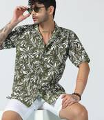Aura leaves printed green shirt