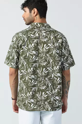 Aura leaves printed green shirt