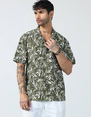 Aura leaves printed green shirt 3