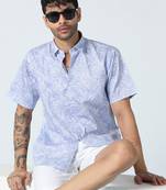 Afloat flora half sleeves blue shirt