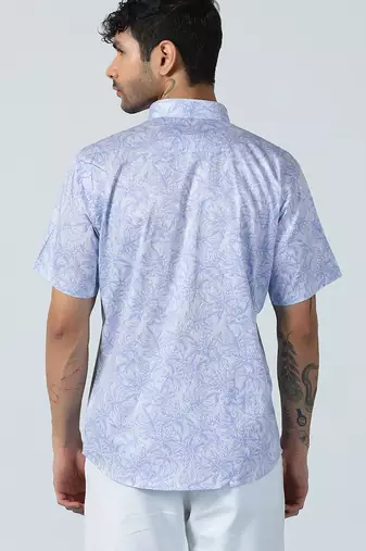 Afloat flora half sleeves blue shirt