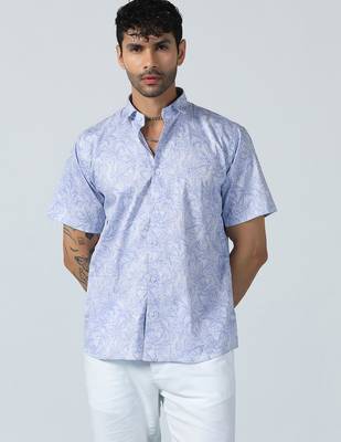 Afloat flora half sleeves blue shirt 3