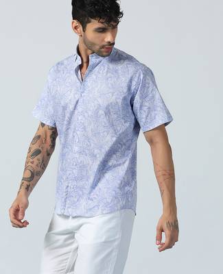 Afloat flora half sleeves blue shirt 4