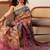 Purple printed silk cotton ethnic saree with blouse piece