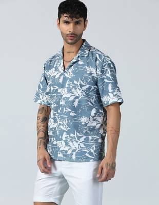 Airglow forest printed blue half sleeves shirt 3