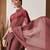 Maroon printed cotton blend ethnic saree with blouse piece