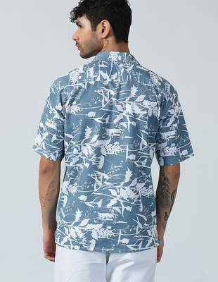 Airglow forest printed blue half sleeves shirt 4