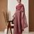 Maroon printed cotton blend ethnic saree with blouse piece