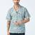 Tribal printed half sleeves blue shirt