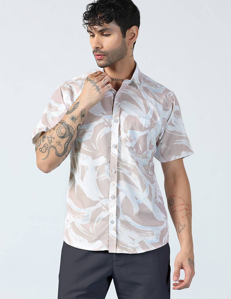 Peach brushstroke design shirt