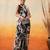 White printed cotton blend ethnic saree with blouse piece
