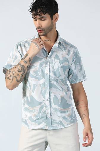 Blue brushstroke design half sleeves shirt