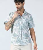 Blue brushstroke design half sleeves shirt