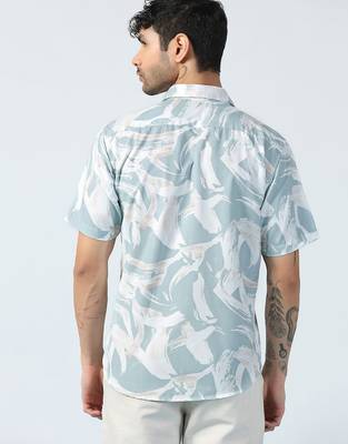 Blue brushstroke design half sleeves shirt 2