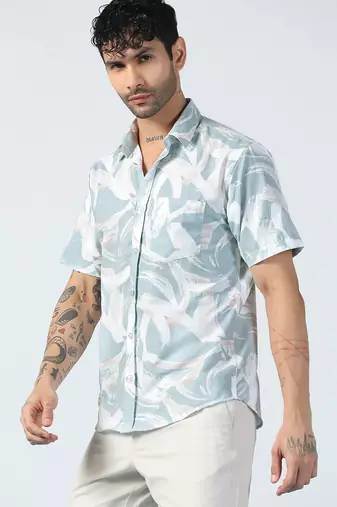 Blue brushstroke design half sleeves shirt
