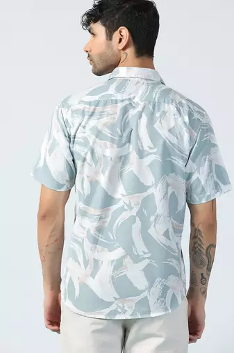 Blue brushstroke design half sleeves shirt
