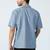 Ocean wave pattern half sleeves blue shirt