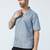 Ocean wave pattern half sleeves blue shirt