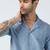 Ocean wave pattern half sleeves blue shirt