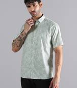Tropical leaf printed green shirt