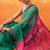 Green printed cotton blend ethnic saree with blouse piece