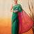 Green printed cotton blend ethnic saree with blouse piece