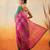 Green printed cotton blend ethnic saree with blouse piece