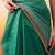 Green printed cotton blend ethnic saree with blouse piece